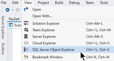 visual studio server explorer sql express